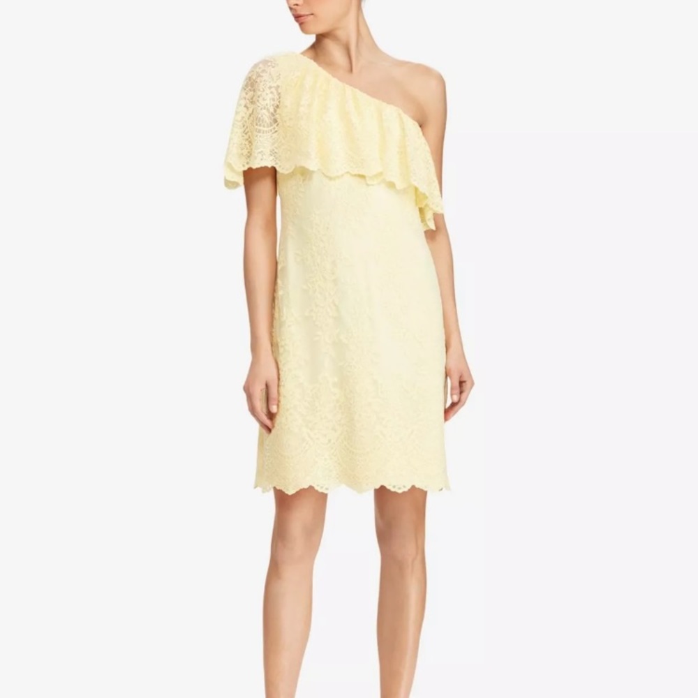 RALPH LAUREN Lace Asymmetrical Cocktail Dress